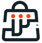 Logo with Arabic text and a shopping bag icon on a light gray background